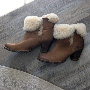Born brown shearling lined Donna Booties  size 7.5